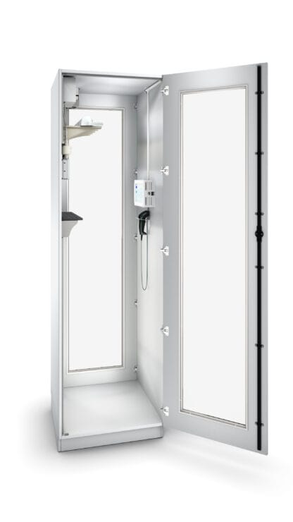 Scope Drying and Tracking Pass-Through Cabinet, Side View, Door Open