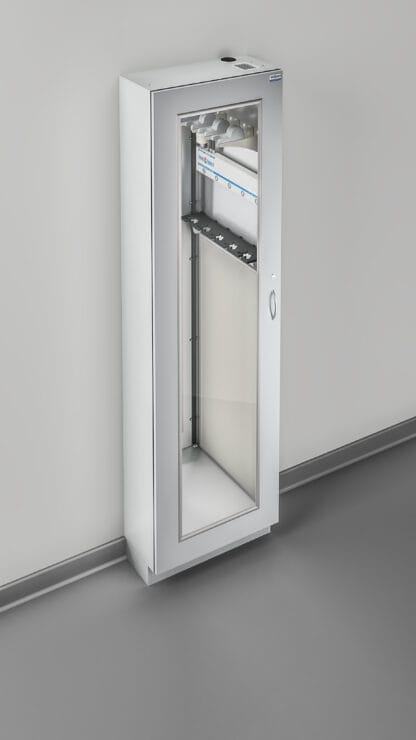 Scope Drying and Tracking Pass-Through Cabinet, Top View, in Wall, Door Closed