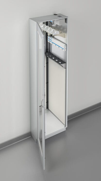 Scope Drying and Tracking Pass-Through Cabinet, Top View, in Wall, Door Open