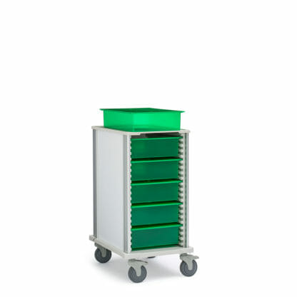 Scope Transport Cart, shown with green trays